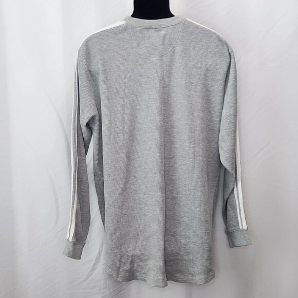 Adidas Waffle Knit Pullover Mens XL Gray Long Sleeve Shirt Thermal Top PP05X - Picture 3 of 7